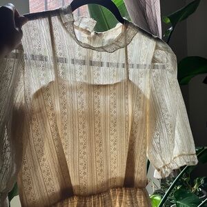 RARE 1950s sheer ecru ruffle lace dress - ultimate summer vintage dress in small
